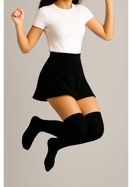 3 Çift Pamuk Karışımlı Diz Üstü Çorap indirimleri