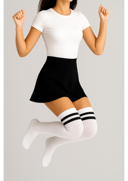 3 Çift Pamuk Karışımlı Diz Üstü Çorap indirimleri