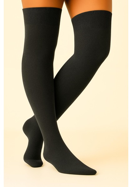 3 Çift Pamuk Karışımlı Diz Üstü Çorap