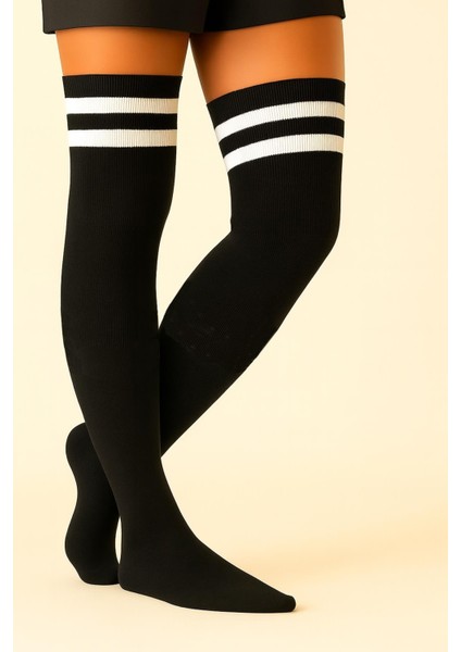 3 Çift Pamuk Karışımlı Diz Üstü Çorap