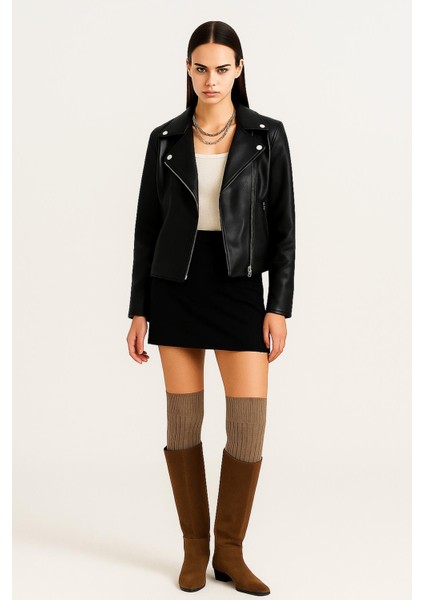 2 Çift Basic Kalın Pamuk Karışımlı Diz Üstü Çorap modelleri