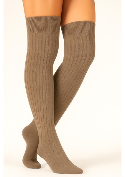 2 Çift Basic Kalın Pamuk Karışımlı Diz Üstü Çorap indirimleri