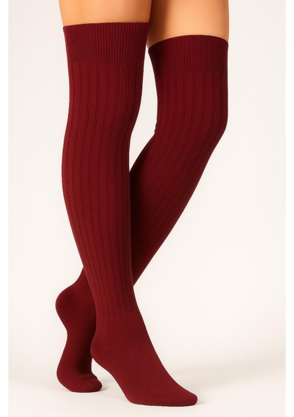 2 Çift Basic Kalın Pamuk Karışımlı Diz Üstü Çorap fırsatları