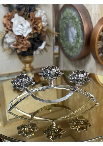 Gold Lotus Şamdan 42 cm