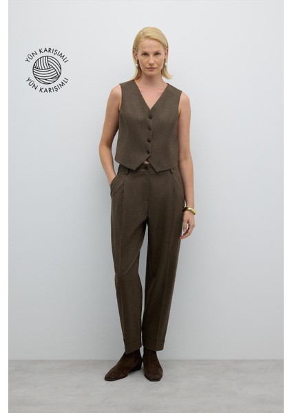 Tek Pilili Havuç Pantolon Kahve K2612017_005 indirimleri