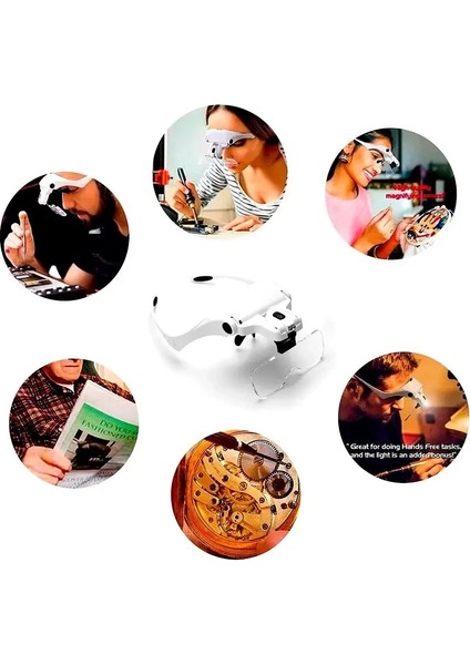 Şarjlı Gözlük Büyüteç Çalışma Büyüteci 5 Lensli 9892B2C fırsatları