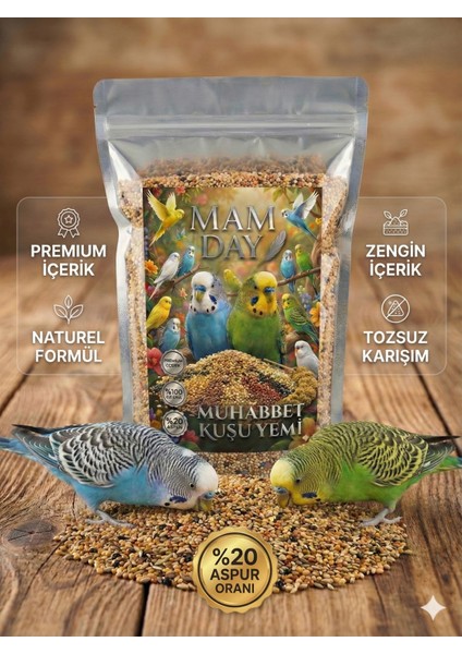 Premium %20 Aspur Oranlı Karışık Muhabbet Kuşu Yemi 800 Gr.