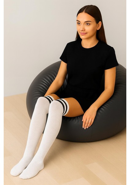 3 Çift Pamuk Karışımlı Diz Üstü Çorap indirimleri