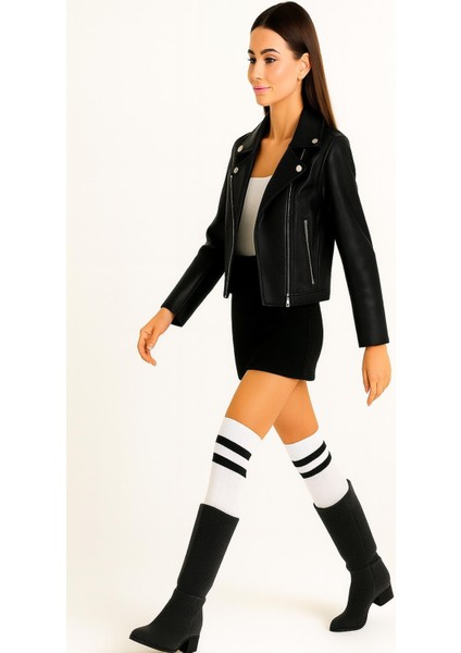 3 Çift Pamuk Karışımlı Diz Üstü Çorap