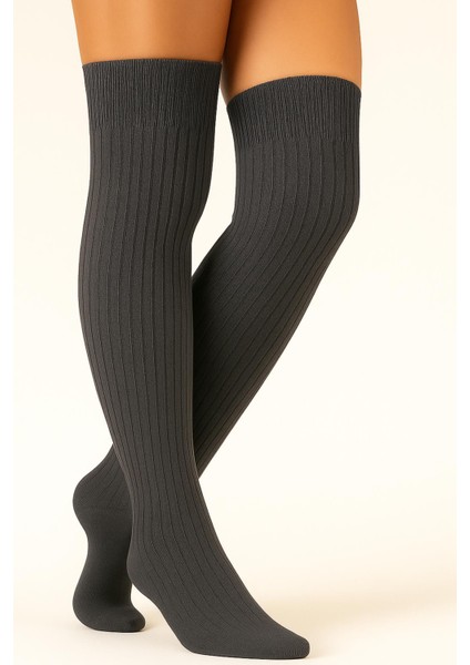 2 Çift Basic Kalın Pamuk Karışımlı Diz Üstü Çorap fırsatları