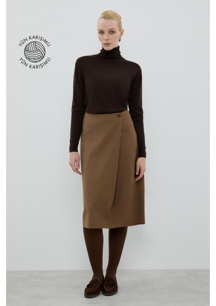 Yün Karışımlı Pili Detaylı Midi Boy Etek Kahve K2615038_005 fırsatları
