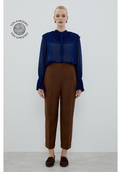 Double Paça Çift Pileli Havuç Pantolon Kahve K2612046_005 fırsatları