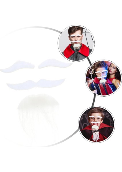 Beyaz Renk Kendinden Yapışkanlı Takma Sakal Bıyık ve Kaş Seti (4940) modelleri