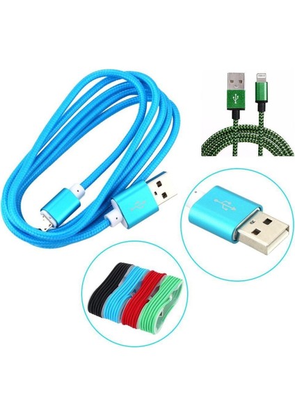 1.5 Metrelik Örgü Şeklinde Apple Iphone Ipad Data Şarj Kablosu (4940)