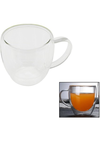 250ML - Dar Çift Cidarlı - Sade Termisil - Isıya Dayanıklı Cam Bardak (4887)