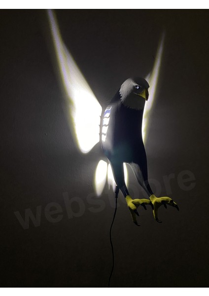 Kartal Figürlü LED Duvar Lambası, Siyah, Adaptör Dahil