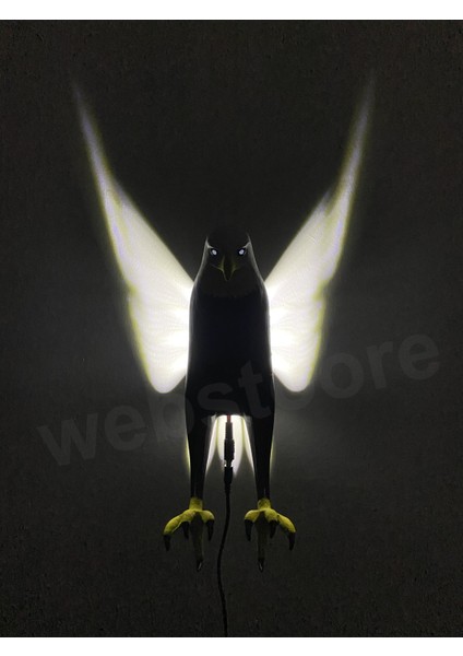 Kartal Figürlü LED Duvar Lambası, Siyah, Adaptör Dahil fiyatları