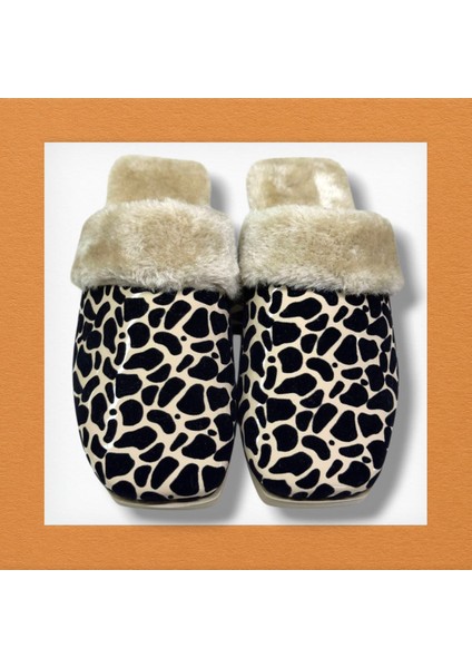 Leopar Desenli Içi Tüylü Sıcacık Pvc Taban Kadın Ev Terliği fırsatları