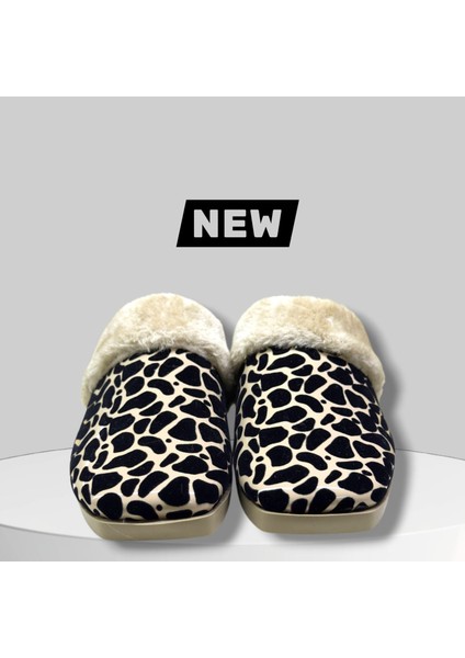 Leopar Desenli Içi Tüylü Sıcacık Pvc Taban Kadın Ev Terliği indirimleri