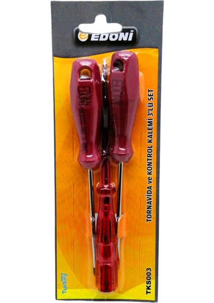 3 Parça Set Tornavida Yıldız - Düz - Kontrol Kalemi (4887)