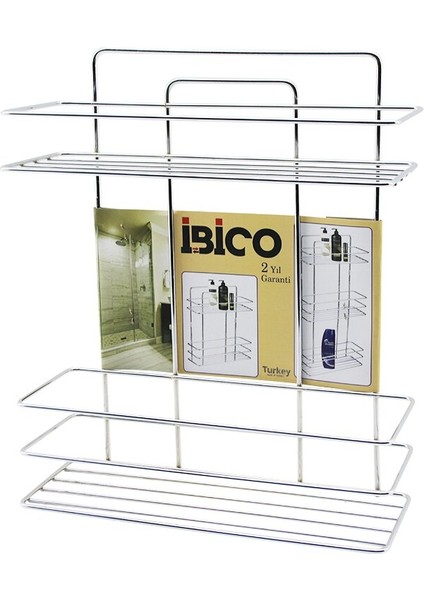 2 Katlı - Dikdörtgen Krom Metal Banyo Köşelik - Duşkabin Raf - Şampuanlık (4887)