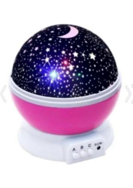 Pembe Çok Renkli ve Dönen Star Gece Lambası
