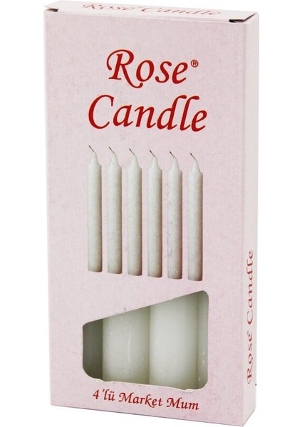 4pcs - Kalın Çap=2cm - UZUNLUK=15CM Beyaz Klasik Market Mum (4940)