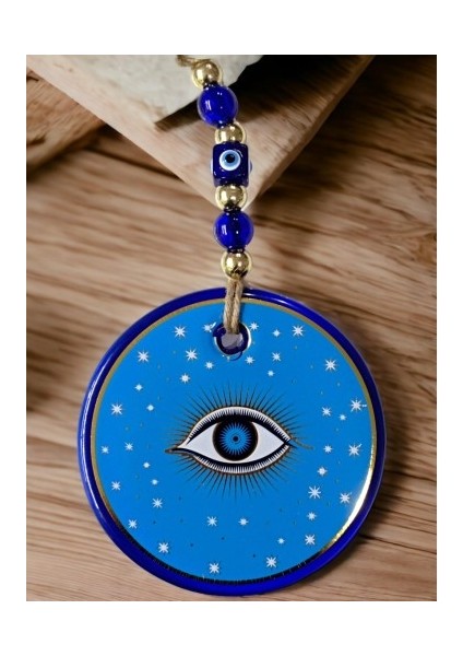 Açık Mavi Yıldız Işlemeli Göz Model Duvar Süsü Nazar Boncuklu Duvar Dekoru fırsatları