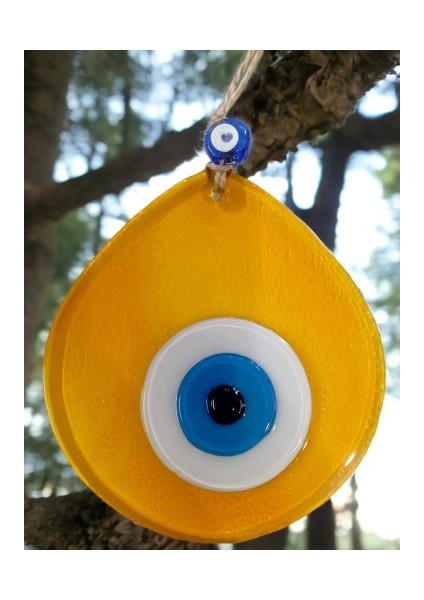 Mavi Nazar Boncuklu Şeffaf Bal Renk Nazar Boncuklu Damla Desen El Yapımı Duvar Süsü fiyatları