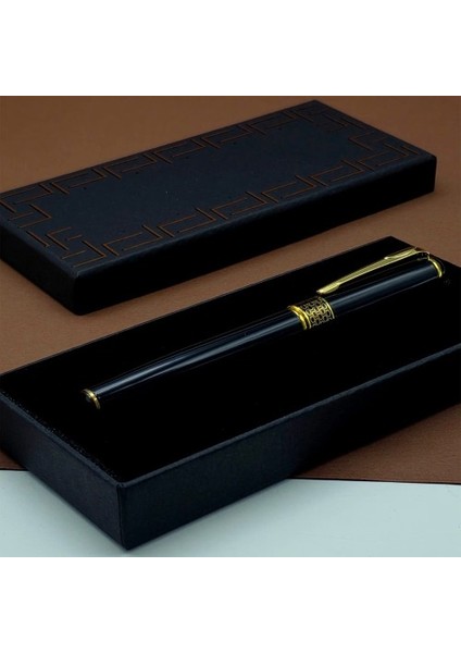 Gold Işlemeli Siyah Metal Roller Kalem