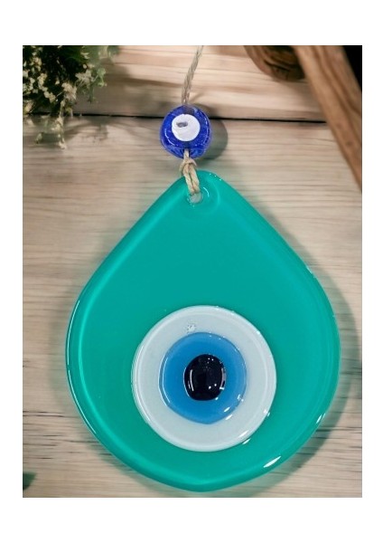 Orta Boy Açık Yeşil Damla Desen Nazar Boncuklu Duvar Dekoru Cam Duvar Süsü fırsatları