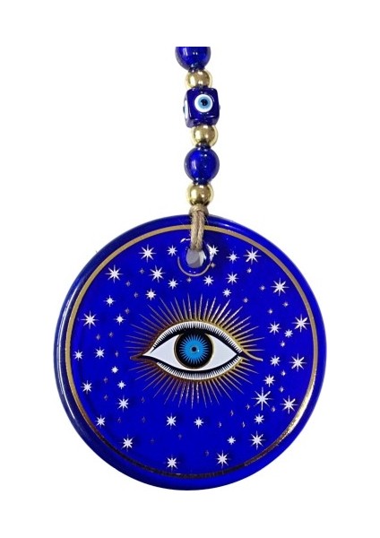 Mavi Yıldız Işlemeli Göz Model Duvar Süsü Nazar Boncuklu Duvar Dekoru