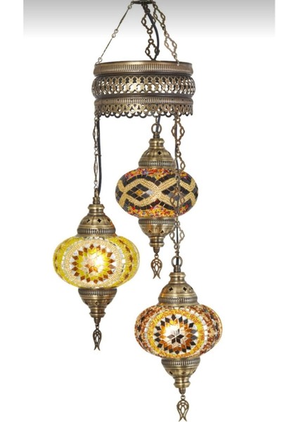 Mozaik 3lü Avize Sarkıt Otantik Lamba fiyatları