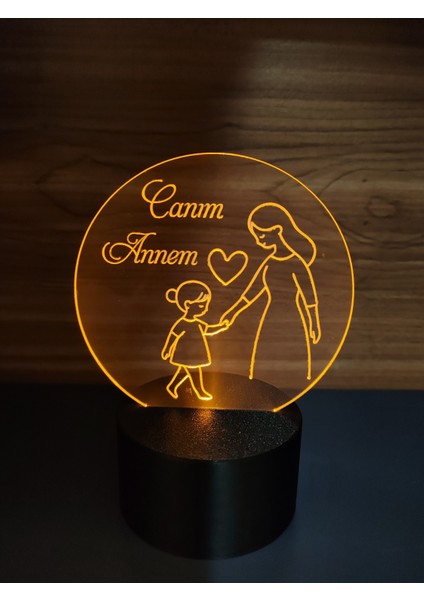Anneler Günü Anne Kız Masa Lambası ( Pilli )