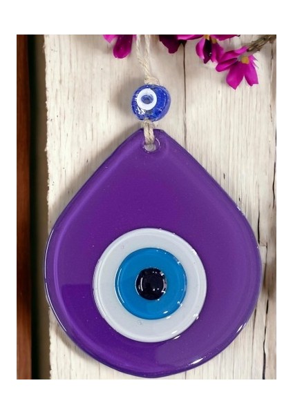 Orta Boy Mor Damla Desen Nazar Boncuklu Duvar Dekoru Cam Duvar Süsü fiyatları