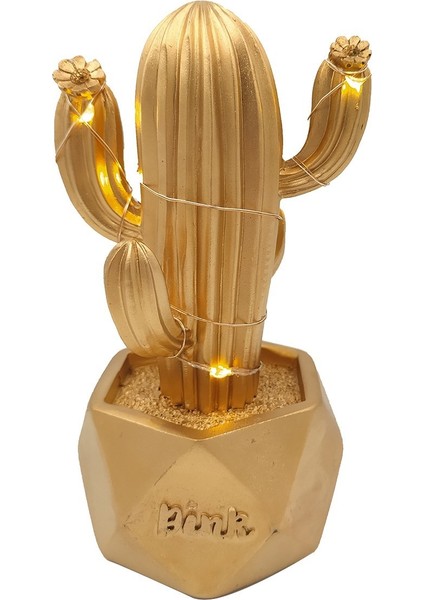 LED Işıklı Sevimli Kaktüs Dekoratif Masa Lambası Mini Biblo Gece Lambası-Gold (4940) fırsatları