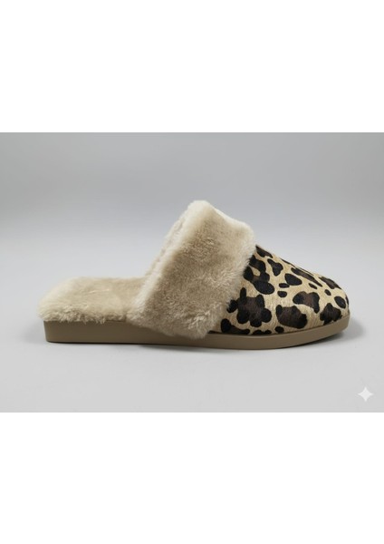Leopar Desenli Içi Tüylü Sıcacık Pvc Taban Kadın Ev Terliği indirimleri