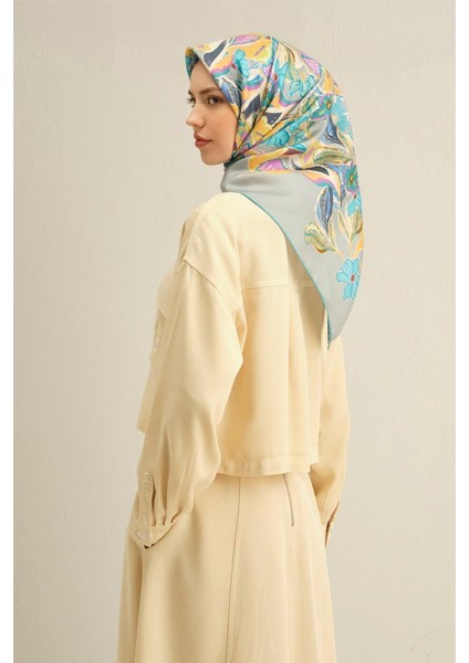 Çiçek Desenli Saf Ipek Sura Eşarp 9332D 80