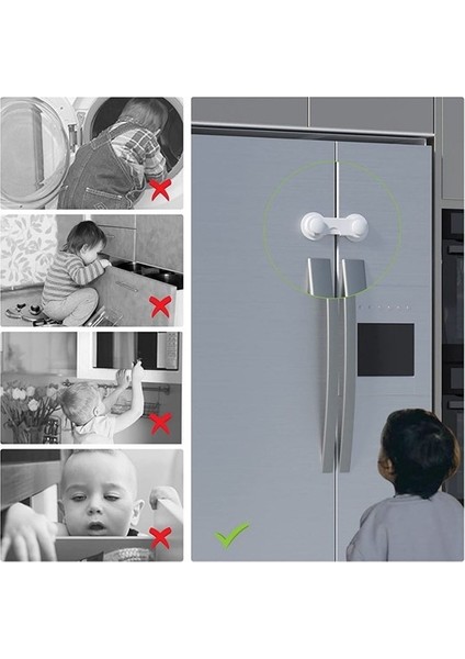 Bebek Çocuk Güvenliği Çekmece ve Dolap Için Kendiliğinde Yapışkanlı Vidasız Kapak Kilidi fırsatları