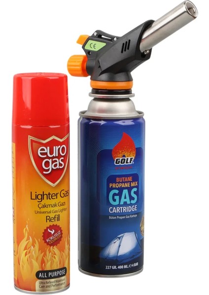 3 Parça Profesyonel Pürmüz Seti Pürmüz Torch Çakmak Başlık- Kamp Gazı 400ML- Çakmak Gazı fiyatları