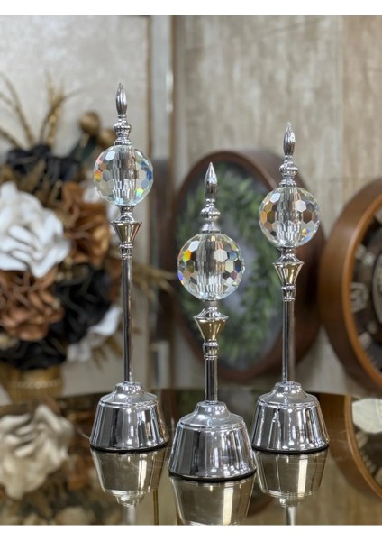 3'lü Kristal Eskitme Dekoratif 35-40-45 cm