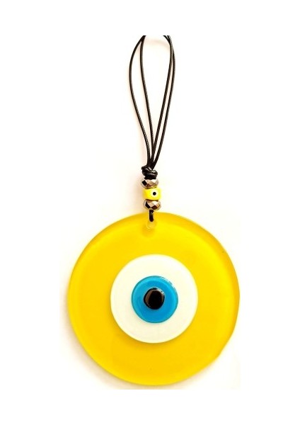 Tasarım Harikası Deri Ipli Nazar Boncuklu Sarı Cam Duvar Süsü fiyatları