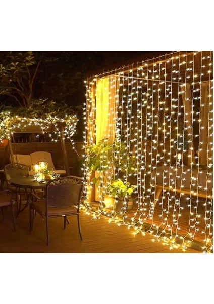3x3 Metre Sarı Işıklı Perde LED