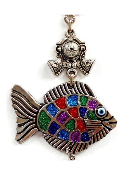 Mavi Nazar Boncuklu Balık Figürlü Mini Balık Duvar Süsü fiyatları