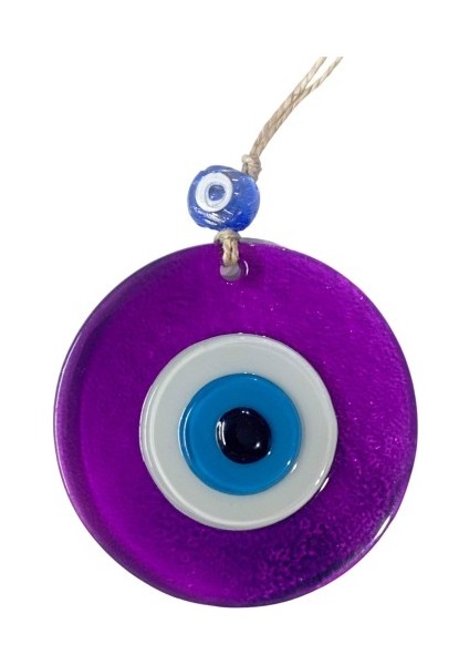 Şeffaf Mor Nazar Boncuklu Duvar Süsü 10 cm Cam Duvar Dekoru