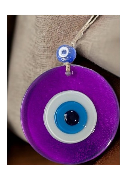 Şeffaf Mor Nazar Boncuklu Duvar Süsü 10 cm Cam Duvar Dekoru fırsatları