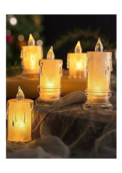 Gerçekçi Titrek Alev Efektli Pilli LED Mum 12'li Paket