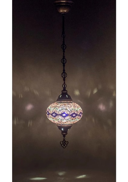 Mozaik Lamba Tekli Avize Otantik Bohem Sarkıt
