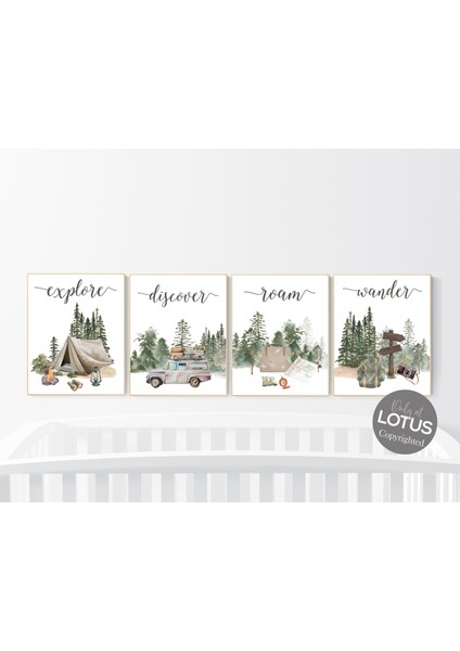 Macera Kreş Baskıları: Kamp Keşif Duvar Sanatı, 6'lı Set modelleri