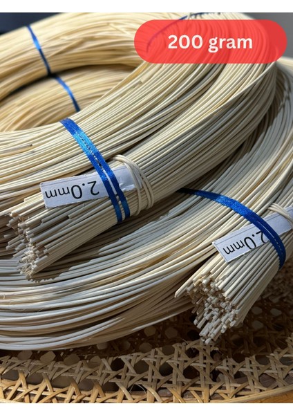 Rattan Core Doğal Bambu Çubuk 2 mm 2X100 gr Dekoratif Örgü Rattan Ip